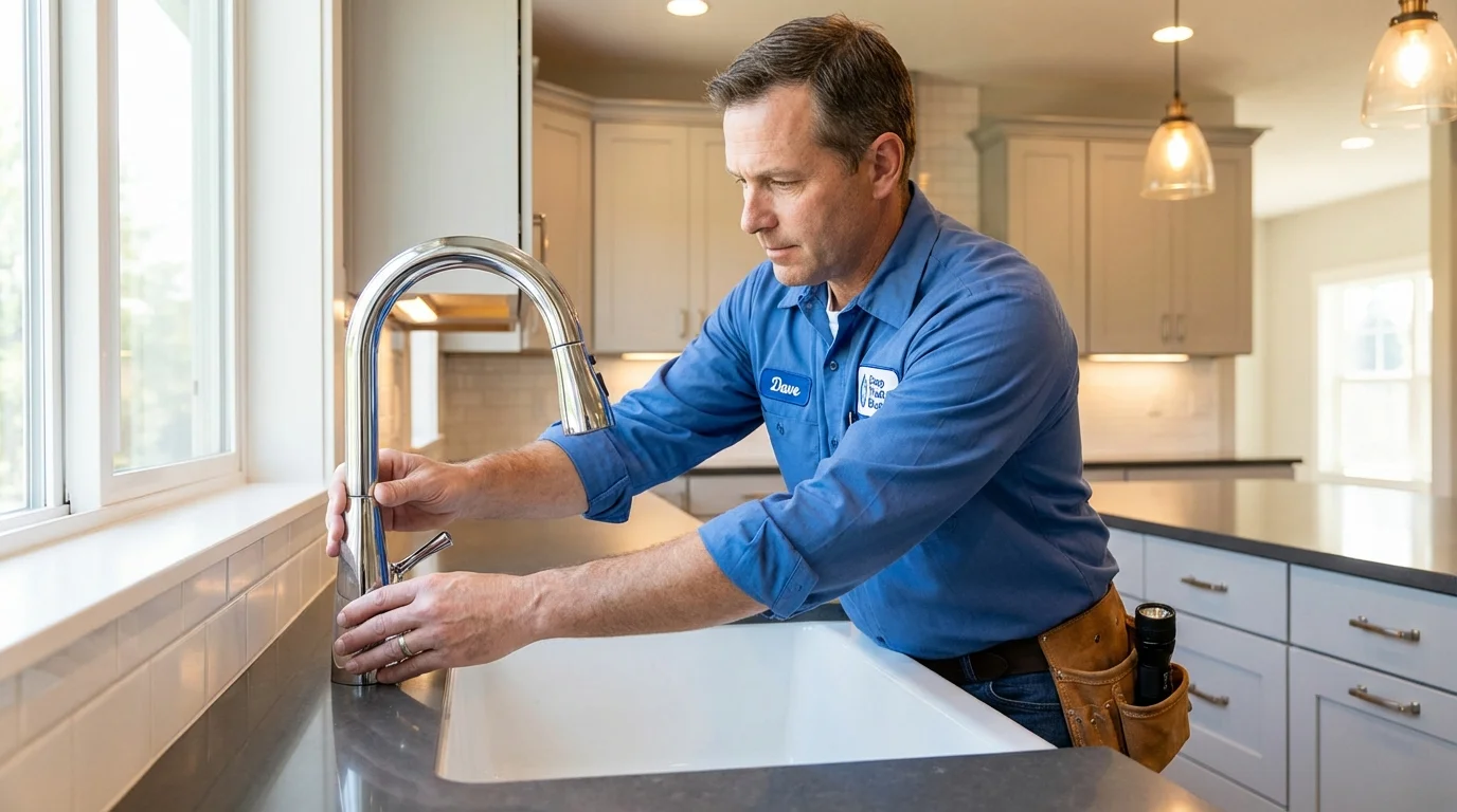 Kitchen faucet installation by Johns Plumbing LLC in Faribault